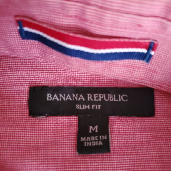 Banana Republic Men's Slim Fit Long Sleeve Casual Shirt Pink/White Size Medium - Picture 6 of 11